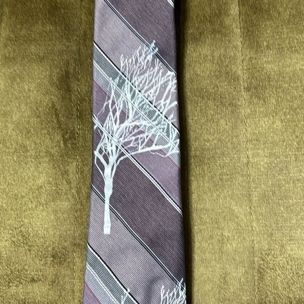 Vintage purple, grey and silver up cycled art tree tie